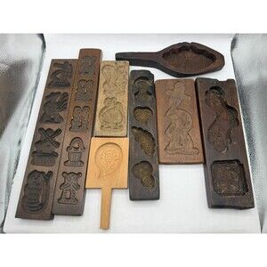 Gorgeous Vintage Wooden Handcarved Molds, Cake, Rice Dutch Asian
